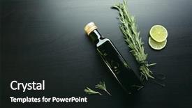  Presentation with cooking oil - Colorful slide deck enhanced with bottle with cooking oil backdrop and a wine colored foreground