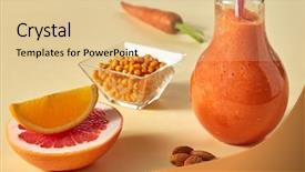  Presentation with sea glass - Beautiful PPT theme featuring lemons beverage dispenser - citrus vegetable smoothies with almonds backdrop and a lemonade colored foreground