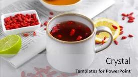  Presentation with infusion - Presentation theme enhanced with cup with goji tea background and a light gray colored foreground