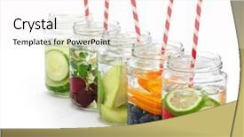  Presentation with burn fat - Cool new presentation design with detox water on white background backdrop and a sky blue colored foreground