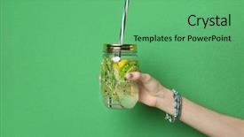  Presentation with lemonade - Cool new slide set with cool colors - female hand with jar backdrop and a seafoam green colored foreground