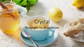  Presentation with tea cup - Slide set consisting of lemon and ginger tea background and a soft green colored foreground