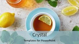  Presentation with hot tea - PPT theme consisting of balm tea with honey cup background and a light blue colored foreground