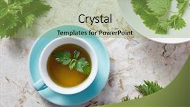  Presentation with nettle - Colorful presentation theme enhanced with detoxification - nettle tea and fresh nettle backdrop and a yellow colored foreground