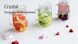  Presentation with infused water - PPT theme with infused water in mason jars background and a sky blue colored foreground