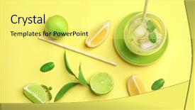  Presentation with top view of soybean - Presentation theme consisting of infusion - composition with tasty lemonade background and a yellow colored foreground