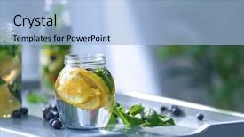 Presentation with infused water - Amazing PPT layouts having infusion - jar of infused water backdrop and a light blue colored foreground