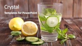  Presentation with infused water - Presentation having infusion - lemon and mint infused water background and a violet colored foreground