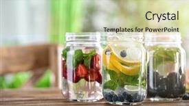  Presentation with infused water - PPT theme featuring infusion - mason jars of infused water background and a soft green colored foreground