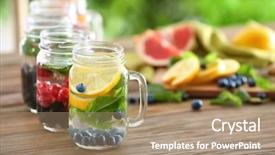  Presentation with infusion - Slides featuring infusion - mason jars of infused water background and a coral colored foreground