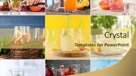 Presentation with lemonade - Presentation enhanced with infusion sets - collage with different kinds background and a yellow colored foreground