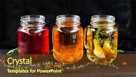  Presentation with fruit drink - Presentation design consisting of infusion sets - fruit alcohol drink background and a tawny brown colored foreground