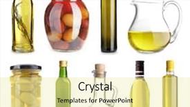  Presentation with glassware - Beautiful presentation design featuring infusion sets - glassware with canned olives backdrop and a blonde colored foreground