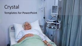  Presentation with hospital bed - Cool new theme with salinity - senior patient lying on bed backdrop and a light blue colored foreground