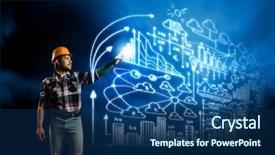 Presentation with man and woman divorce drawing - Audience pleasing slide deck consisting of ingenieria - image of man builder drawing backdrop and a  colored foreground