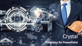  Presentation with industrial engineer - Cool new PPT theme with ingenieria industrial - man engineer at work mixed backdrop and a ocean colored foreground