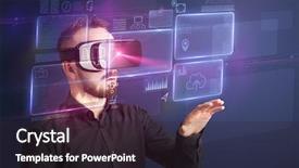  Presentation with virtual reality - PPT theme with ingenious - amazed businessman with virtual reality background and a  colored foreground