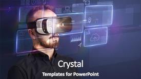  Presentation with virtual reality rehab - Theme enhanced with ingenious - amazed businessman with virtual reality background and a  colored foreground