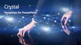  Presentation with graphic - Cool new slides with ingenious - male hands touching interactive table backdrop and a  colored foreground