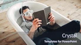  Presentation with mask - Theme with ingenuity - businessman in flippers and mask background and a wine colored foreground