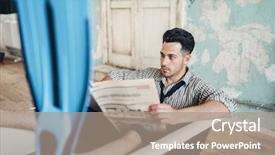  Presentation with concept - PPT layouts enhanced with ingenuity - businessman in flippers business fortune background and a coral colored foreground