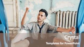  Presentation with businessman loses - Amazing presentation theme having ingenuity - confident businessman with dumbbells backdrop and a coral colored foreground