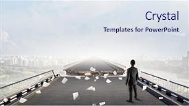  Presentation with overcome - PPT theme having ingenuity - he is determined to overcome background and a sky blue colored foreground