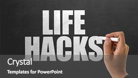  Presentation with life - Beautiful presentation theme featuring ingenuity - life hacks backdrop and a dark gray colored foreground