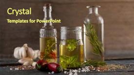  Presentation with container - Cool new presentation design with ingredient by herb with oil backdrop and a  colored foreground