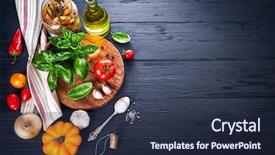  Presentation with italian food cooking tomatoes basil - Beautiful PPT theme featuring ingredient for cooking italian food backdrop and a  colored foreground