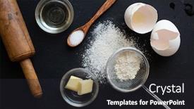  Presentation with baking cake - Audience pleasing PPT theme consisting of ingredient-for-making-delicious-pancake backdrop and a dark gray colored foreground