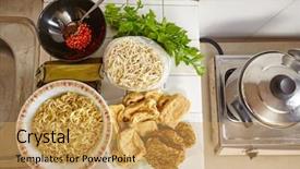  Presentation with indonesia - Slide set featuring ingredient prepare to make of of traditional indonesia food lontong mie background and a yellow colored foreground