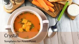  Presentation with herbs - Slide set consisting of ingredients and herbs on color background and a coral colored foreground