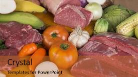  Presentation with raw meat - Amazing presentation design having ingredients colombian sancocho with raw meat backdrop and a gold colored foreground