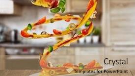  Presentation with italian food - Presentation theme featuring ingredients concept of low gravity background and a coral colored foreground