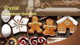  Presentation with kitchen utensils - Slide deck enhanced with ingredients for christmas homemade gingerbread background and a tawny brown colored foreground