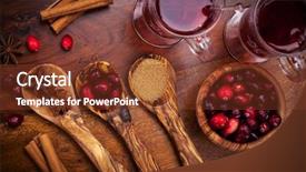  Presentation with mulled wine - Cool new presentation theme with ingredients for cooking cranberry hot backdrop and a tawny brown colored foreground