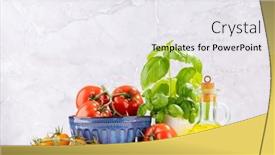  Presentation with italian cuisine - Theme consisting of ingredients-for-cooking-italian-cuisine background and a sky blue colored foreground