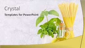  Presentation with italian cuisine - Presentation design having ingredients-for-cooking-italian-cuisine background and a sky blue colored foreground