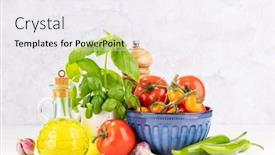  Presentation with italian cuisine - PPT layouts enhanced with ingredients-for-cooking-italian-cuisine background and a sky blue colored foreground