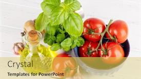  Presentation with italian cuisine - Presentation theme featuring ingredients-for-cooking-italian-cuisine background and a yellow colored foreground
