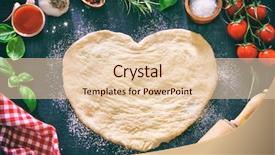  Presentation with pizza pasta - Beautiful presentation featuring healthy green - ingredients for cooking pizza backdrop and a lemonade colored foreground