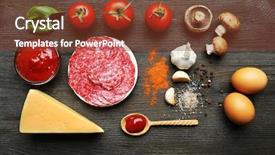  Presentation with pizza - PPT layouts consisting of ingredients for cooking pizza background and a tawny brown colored foreground