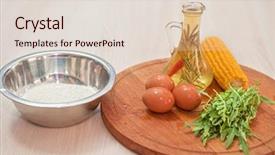  Presentation with step - Cool new presentation with ingredients for corn pancakes step by step collage backdrop and a lemonade colored foreground