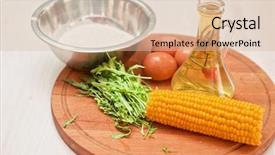  Presentation with step - Beautiful slide set featuring ingredients for corn pancakes step by step collage backdrop and a lemonade colored foreground