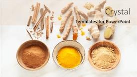  Presentation with curry - PPT theme enhanced with ingredients-for-curry-masala background and a lemonade colored foreground