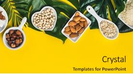  Presentation with milk dairy - Audience pleasing presentation theme consisting of ingredients for dairy free milk backdrop and a light gray colored foreground