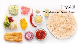  Presentation with fish tacos - Slide deck featuring ingredients for fish tacos background and a sky blue colored foreground