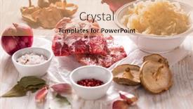  Presentation with cabbage - PPT theme featuring ingredients-for-hearty-sour-cabbage background and a coral colored foreground