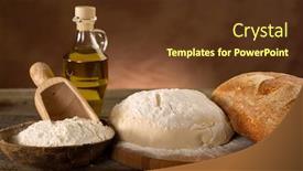  Presentation with baker kneading dough homemade bread - Beautiful presentation featuring oil flour - ingredients for homemade bread backdrop and a tawny brown colored foreground